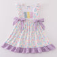 Purple Easter Bunny French Knot Girl Dress