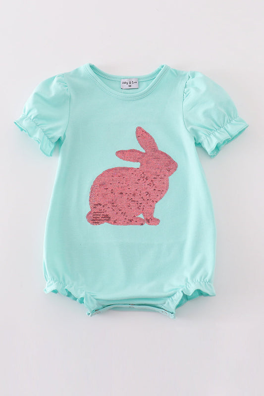 Mint Bunny Sequin Girl Bubble