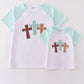 White Cross He is Risen Glitter Embroidery Mom & Me Top