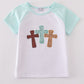 White Cross He is Risen Glitter Embroidery Mom & Me Top