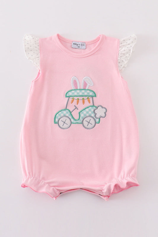 Pink Golf Easter Applique Girl Bubble