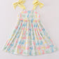 Easter Bunny Print Bow Girl Dress