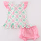 Green St. Patrick's Clover Print Girl Bloomer Set