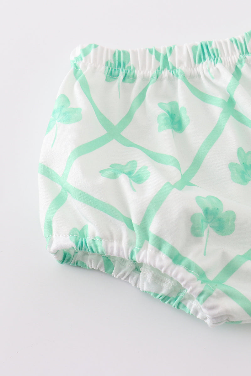 Blue St. Patrick's Clover Boy Bloomer Set