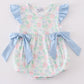 Blue Floral Bow Print Girl Bubble