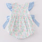 Blue Floral Bow Print Girl Bubble