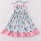 Pink Character Print Ruffle Girl Dress