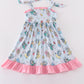 Pink Character Print Ruffle Girl Dress