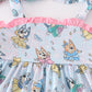 Pink Character Print Ruffle Girl Set