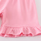 Pink Character Print Ruffle Girl Set