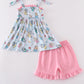 Pink Character Print Ruffle Girl Set