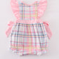 Pink Plaid Character Embroidery Girl Bubble