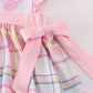 Pink Plaid Character Embroidery Girl Set