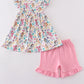 Pink Rainbow Character Print Girl Set