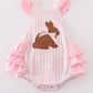 Pink Easter Bunny Applique Stripe Girl Bubble