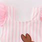 Pink Easter Bunny Applique Stripe Girl Bubble