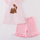 Pink Easter Bunny Applique Stripe Girl Set