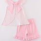 Pink Easter Bunny Applique Stripe Girl Set