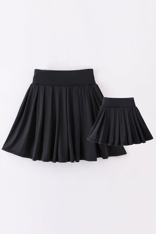 Black Pleats Active Mom & Me Skorts