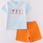 Blue Gingham Character Embroidery Boy Set