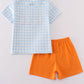 Blue Gingham Character Embroidery Boy Set