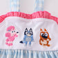 Blue Gingham Character Embroidery Girl Set