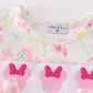 Pink Floral Mouse Embroidery Girl Bloomer Set