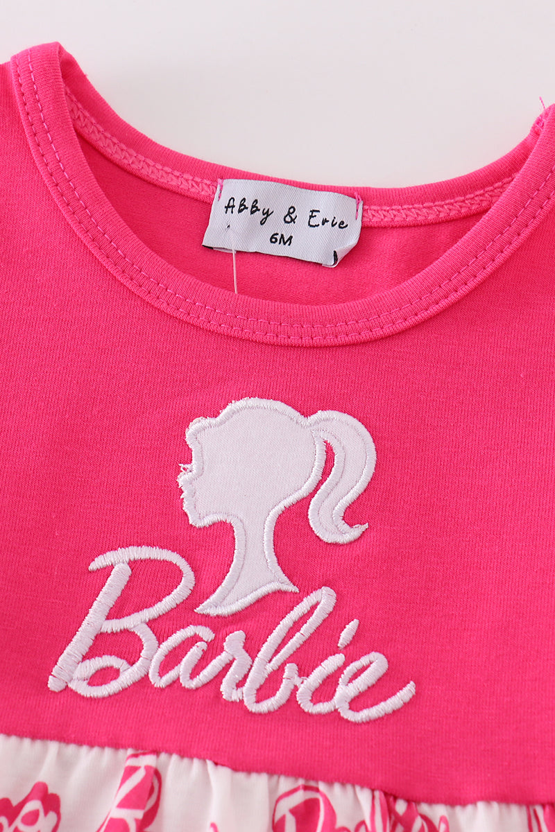 Hot Pink Barbie Embroidery Girl Bubble