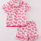 Hot Pink Barbie Embroidery Girl Pajama Set