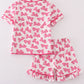 Hot Pink Barbie Embroidery Girl Pajama Set