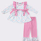 Pink Bow Print Girl Pants Set