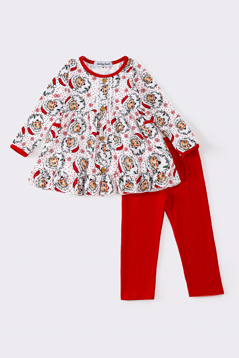 Red Christmas Santa Girl Pants Set