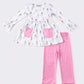 Pink Ballet Print Girl Pants Set