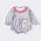 Grey Dot Carousel Applique Girl Bubble