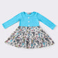 Blue Princess Print Dress