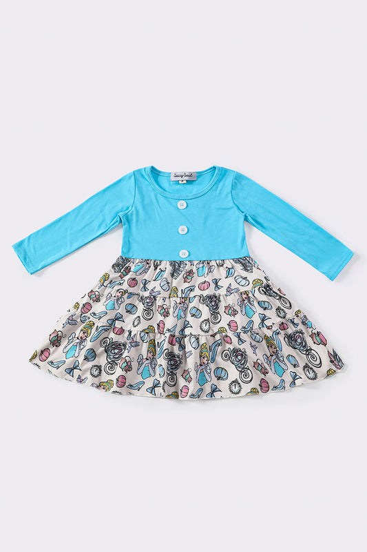 Blue Princess Print Dress