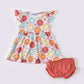 Pink Smile Print Girl Bloomer Set