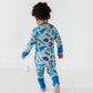 No Place Like Home Blue Baseball Zip Romper w/Convertible Footies