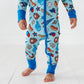 No Place Like Home Blue Baseball Zip Romper w/Convertible Footies