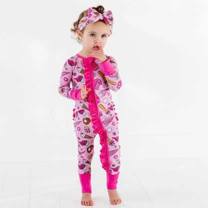 No Place Like Home Pink Convertible Footies w/Ruffle