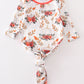 Orange Floral Print Baby Gown