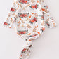 Orange Floral Print Baby Gown