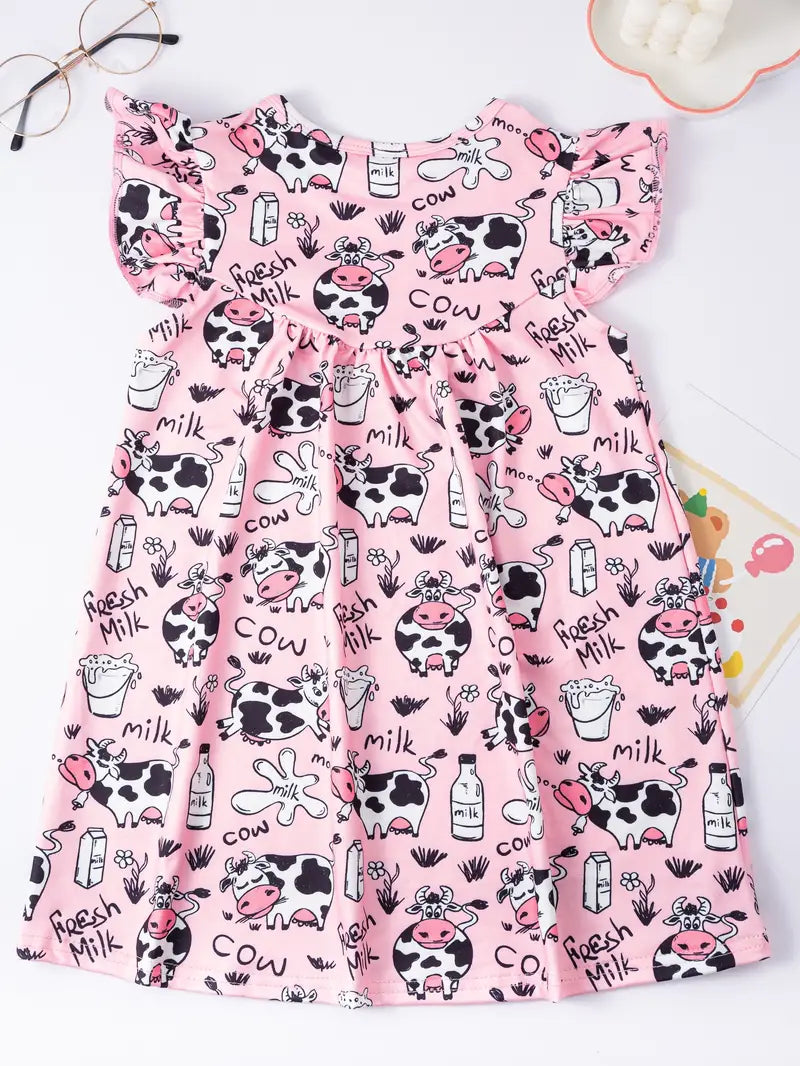 Pink Cutie Cows Dress