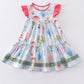 Platinum Balloon Print Ruffle Tiered Dress