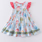 Platinum Balloon Print Ruffle Tiered Dress