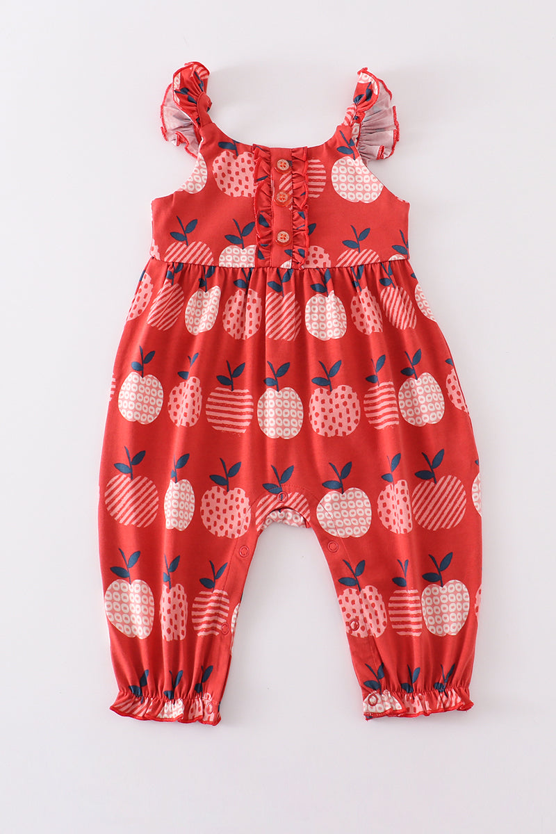 Platinum Apple Print Girl Romper