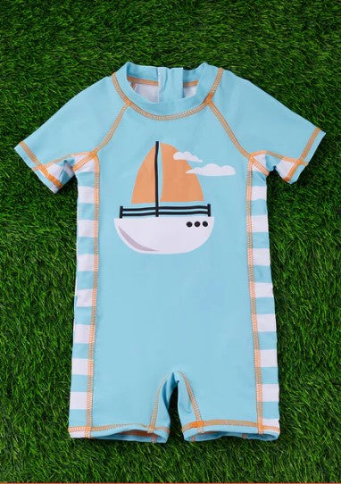 Sailboat Summer Boys Rash Guard