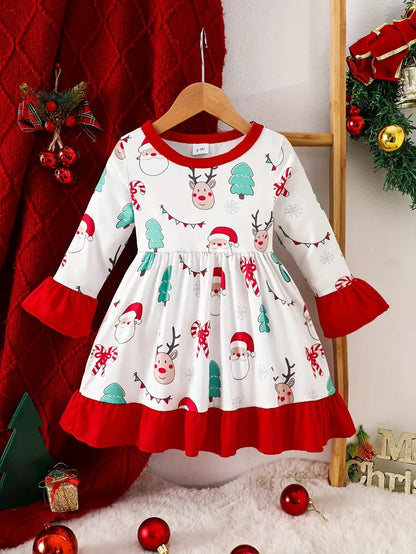 Santa's Reindeer Ruffle Dress