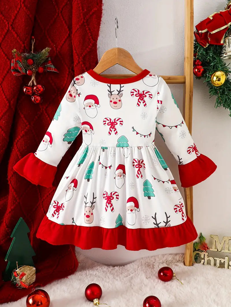 Santa's Reindeer Ruffle Dress