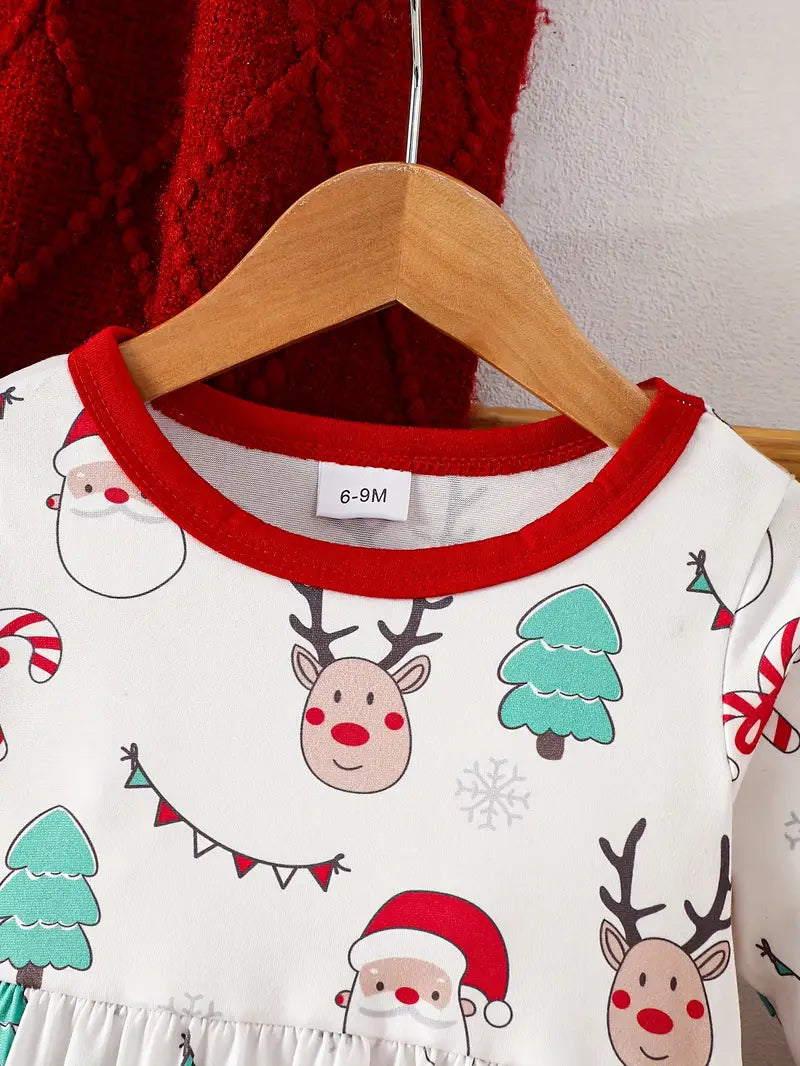 Santa's Reindeer Ruffle Dress